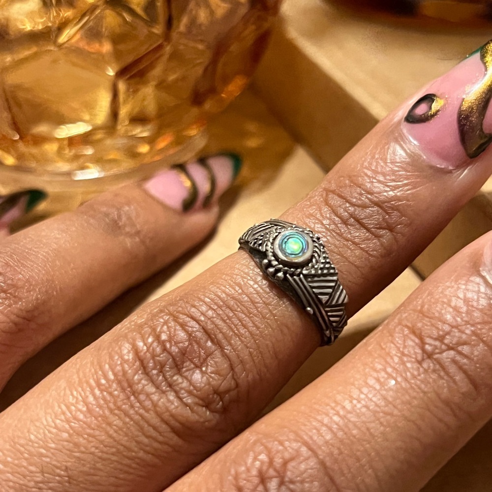 Vintage Abalone Sterling Silver Ring Size 4.75